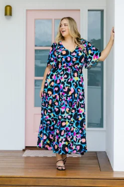 Proud Poppy Clothing *UNICORN* Bonnie Dress in Kasey Leopard by Kasey Rainbow Clearance