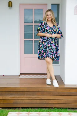 Proud Poppy Clothing *UNICORN* Disco Dress In Kasey Leopard by Kasey Rainbow Outlet