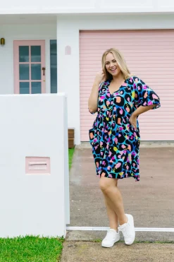 Proud Poppy Clothing *UNICORN* Disco Dress In Kasey Leopard by Kasey Rainbow Outlet