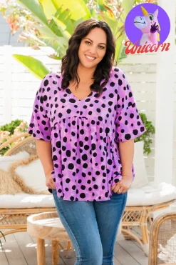 Proud Poppy Clothing *UNICORN* Peak Top in Purple Cheetah by Kasey Rainbow Outlet