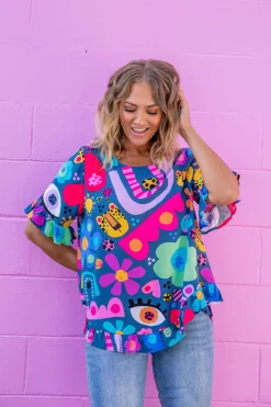 Proud Poppy Clothing *UNICORN* Tilly Top in Kasey Rainbow My Things by Kasey Rainbow Discount