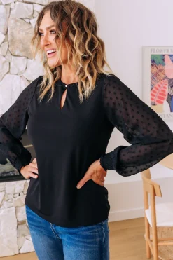 Proud Poppy Clothing Whitney Long Sleeve Top in Black Outlet