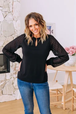 Proud Poppy Clothing Whitney Long Sleeve Top in Black Outlet