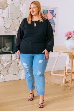 Proud Poppy Clothing Whitney Long Sleeve Top in Black Outlet