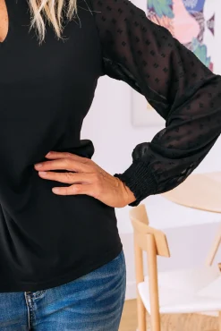 Proud Poppy Clothing Whitney Long Sleeve Top in Black Outlet