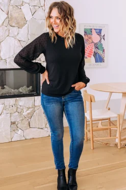 Proud Poppy Clothing Whitney Long Sleeve Top in Black Outlet