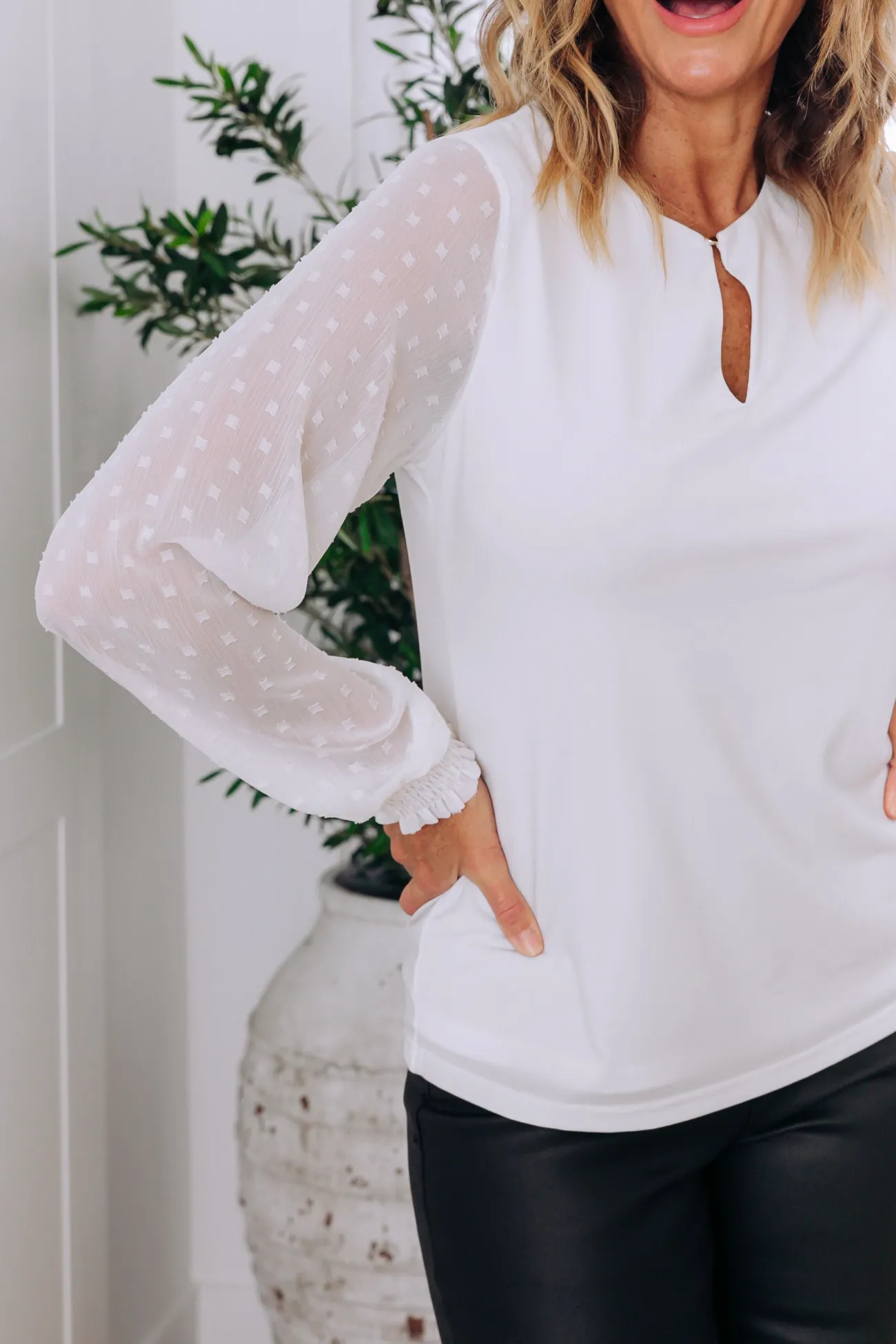 Proud Poppy Clothing Whitney Long Sleeve Top in White Sale